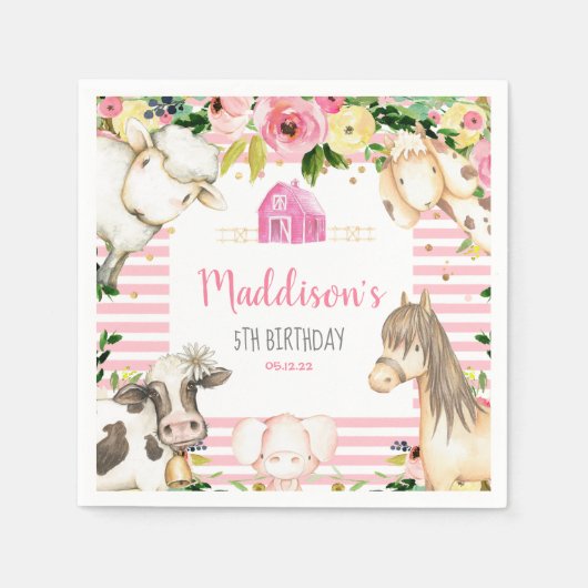 Girl Farm Birthday napkin Serviette (Vorderseite)