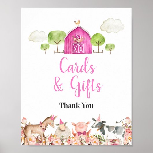 Girl Farm House Tiere Barnyard Karten & Geschenke Poster (Vorne)