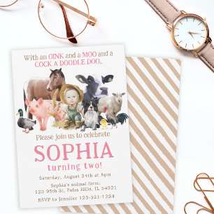 Girl farm tiers Ranch Cow Horday Foto Einladung