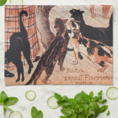 Girl Feeding Cats Vintage Steinlen Poster Geschirrtuch (Gefaltet)