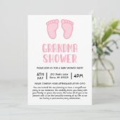 Girl Feet erste Grandma Baby Dusche Einladung (Stehend Vorderseite)