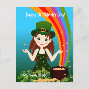 Girl feiert ihren Geburtstag auf Saint Patrick's Postkarte
