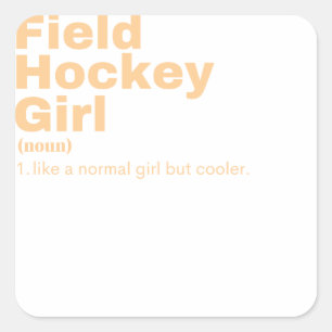 Girl - Feldhockey Quadratischer Aufkleber
