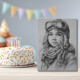 Girl Female Pilot Aviator Aviation Fun Birthday Postkarte