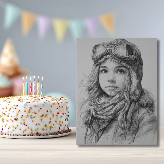 Girl Female Pilot Aviator Aviation Fun Birthday  Postkarte