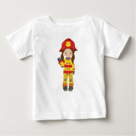 Girl Fireman, Feuerwehrfrau, braune Haare Baby T-shirt