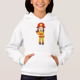 Girl Fireman, Feuerwehrfrau, braune Haare Hoodie