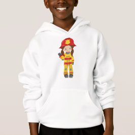 Girl Fireman, Feuerwehrfrau, braune Haare Hoodie
