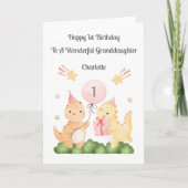 Girl First Birthday Balloon Dinosaurs Card Karte (Vorderseite)
