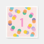 Girl First Birthday Colorful Confetti Serviette (Vorderseite)