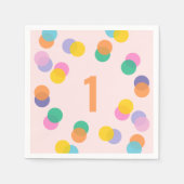 Girl First Birthday Colorful Confetti Serviette (Vorderseite)