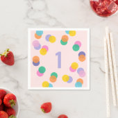Girl First Birthday Colorful Confetti Serviette (Beispiel)