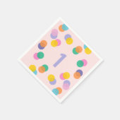 Girl First Birthday Colorful Confetti Serviette (Ecke)