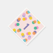 Girl First Birthday Colorful Confetti Serviette (Ecke)