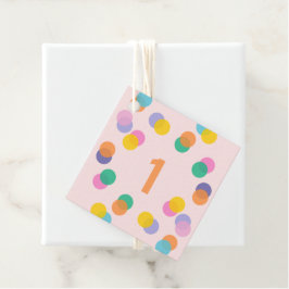 Girl First Birthday Colorful Confetti Vielen Dank Geschenkanhänger