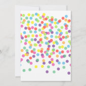 Girl First Birthday Confetti Rainbow Niedlich Einladung (Rückseite)