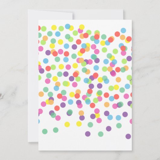 Girl First Birthday Confetti Rainbow Niedlich Einladung (Rückseite)