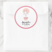 Girl First Birthday Giraffe Classic Round Sticker (Tasche)