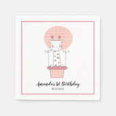 Girl First Birthday Giraffe Party Napkins Serviette (Vorderseite)