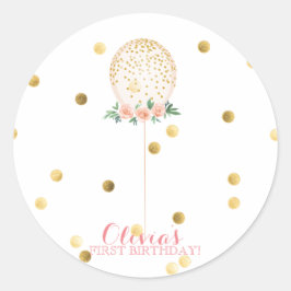 Girl First Birthday Gold Ballon Aufkleber