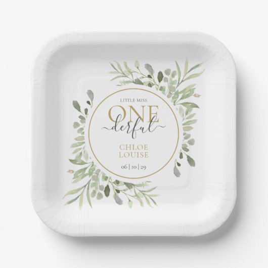 Girl First Birthday Kleine Miss ONEderful Niedlich Pappteller (Vorderseite)