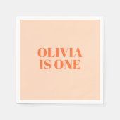 Girl First Birthday Peach Modern Serviette (Vorderseite)