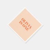 Girl First Birthday Peach Modern Serviette (Ecke)