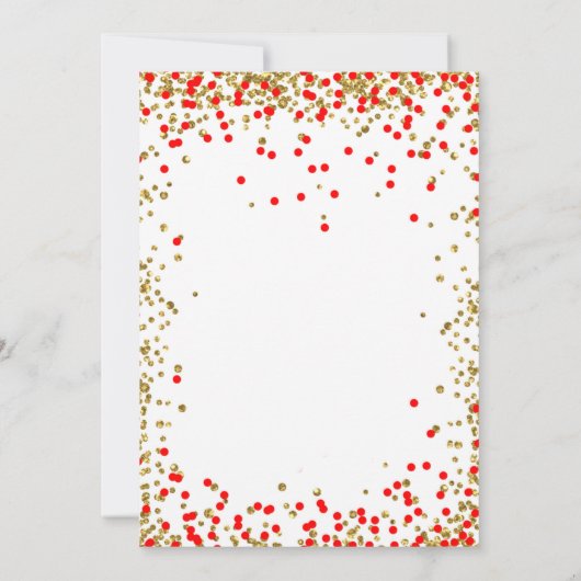 Girl First Birthday Red Gold Number Confetti Einladung (Rückseite)