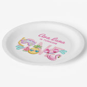 Girl First Birthday Summer Beach Party Pappteller (Schrägansicht)