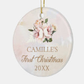 Girl First Christmas Pink Floral Foto Keramik Ornament (Links)
