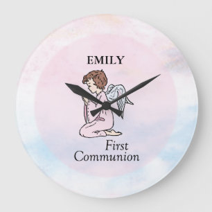 Girl, First Communion Angel Große Wanduhr