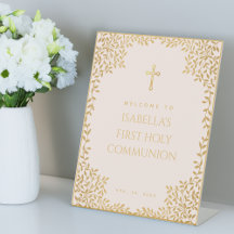 Girl First Communion Pink Imitats Gold Blätter Wil
