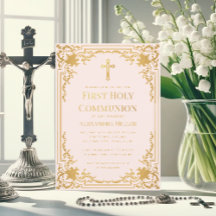 Girl First Communion Pink Imitats Gold Vintag Verz