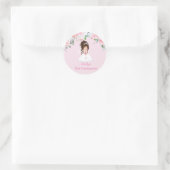 Girl First Communion Stickers, Brünett Updo Runder Aufkleber (Tasche)