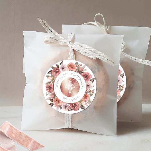 Girl First Communion, Umschlag Aufkleber von Blume