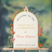 Girl First Communion Wildflowers Gold Arch Welcome Acrylschild (Neutral)