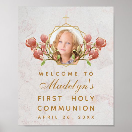 Girl First Community Foto Rosa Magnolia Willkommen Poster (Vorne)