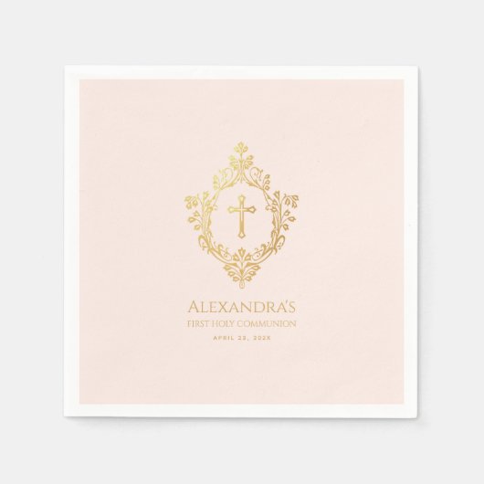 Girl First Communityrosa Vintages Wappen Serviette (Vorderseite)