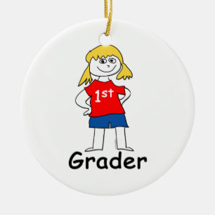 Girl First Grader Keramik Ornament