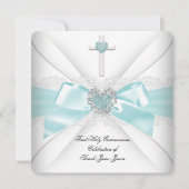 Girl First Heilige Kommune Aquamarines Weiße Herz Einladung (Vorderseite)