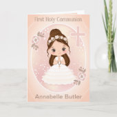 Girl First Heilige Kommunion Faltkarte Karte (Vorderseite)