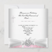 Girl First Heilige Kommunion Pink White Blossom Einladung (Rückseite)