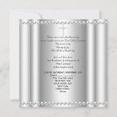 Girl First Heilige Kommunion Silver Lace Pink Pear Einladung (Rückseite)