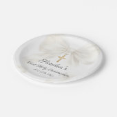 Girl First Holy Communion Bow Paper Plate Pappteller (Schrägansicht)