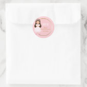 Girl First Holy Communion Gold Pink Polka Dots Runder Aufkleber (Tasche)