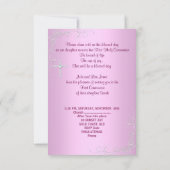 Girl First Holy Communion Hübsch Pink Foto Einladung (Rückseite)