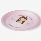 Girl First Holy Communion Paper Plate Pappteller (Schrägansicht)