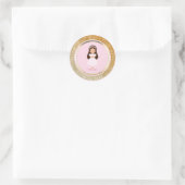 Girl First Holy Communion Pink Gold Runder Aufkleber (Tasche)