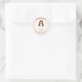 Girl First Holy Communion Pink Gold Runder Aufkleber (Tasche)