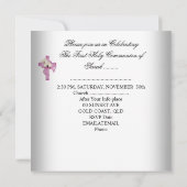 Girl First Holy Communion White Pink Einladung (Rückseite)